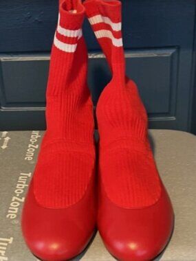 Tibi Red Slouchy Ribbed Borg Flats, EU Size 42 US Size 11, Very good condition